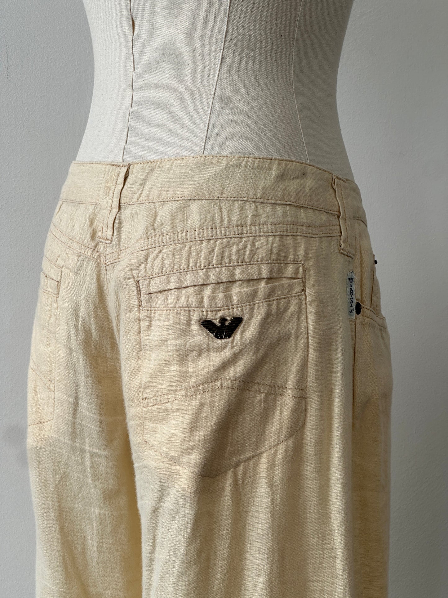 Armani Jeans 1990s Pure Linen Bootcut Leg Trousers - W30