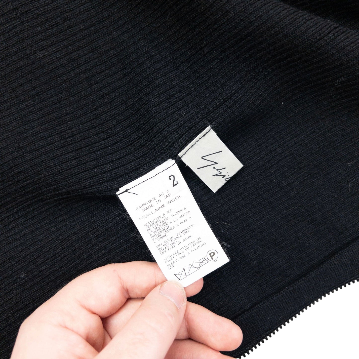 Vintage 2000s Yohji Yamamoto Zip Up Ribbed Wool Jumper Womens Size S | Small, Black