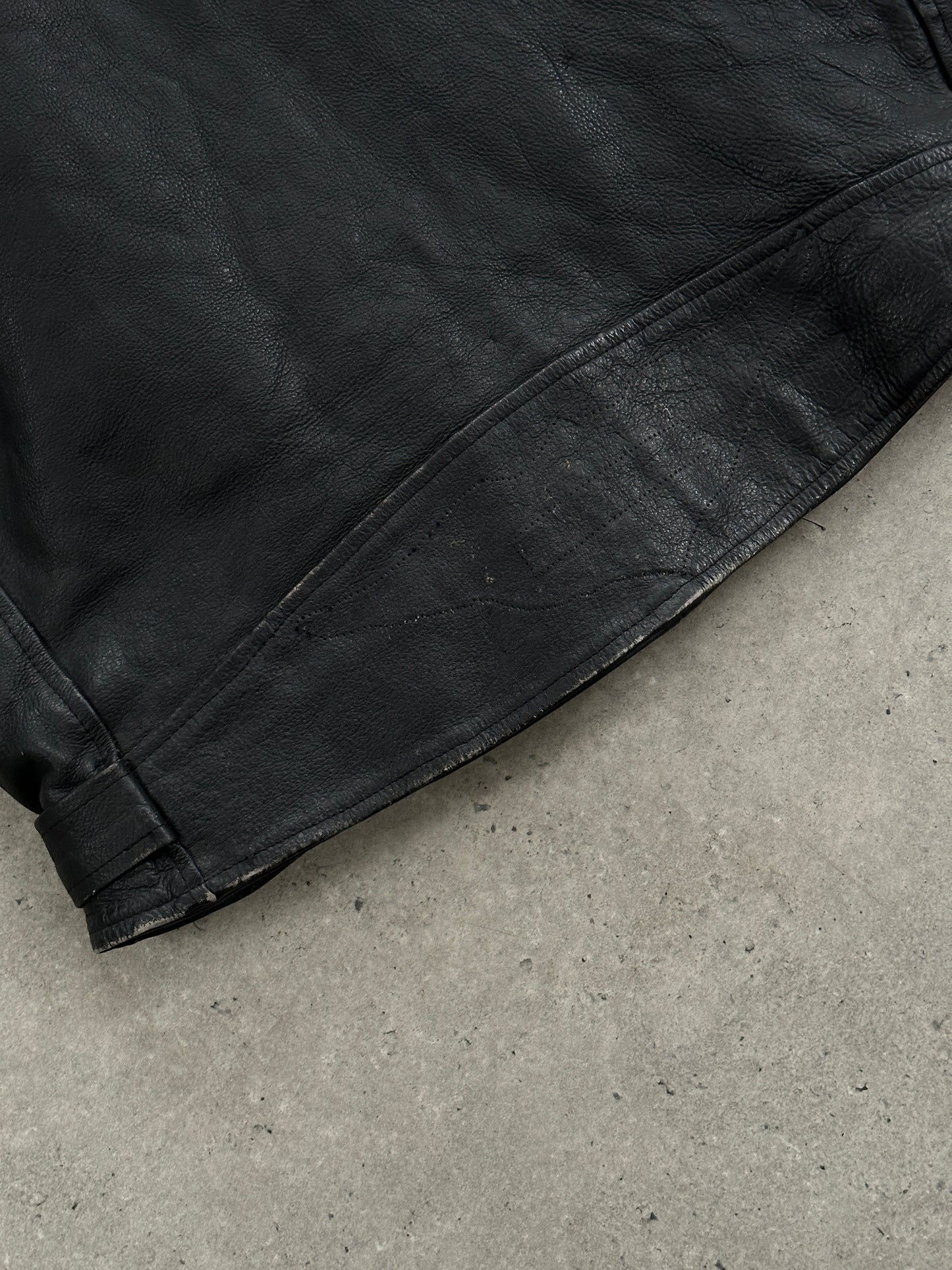 Vintage Leather Biker Jacket - XL