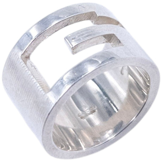 Vintage 2000s Gucci Silver G Cut-Out Ring | O/S, Grey