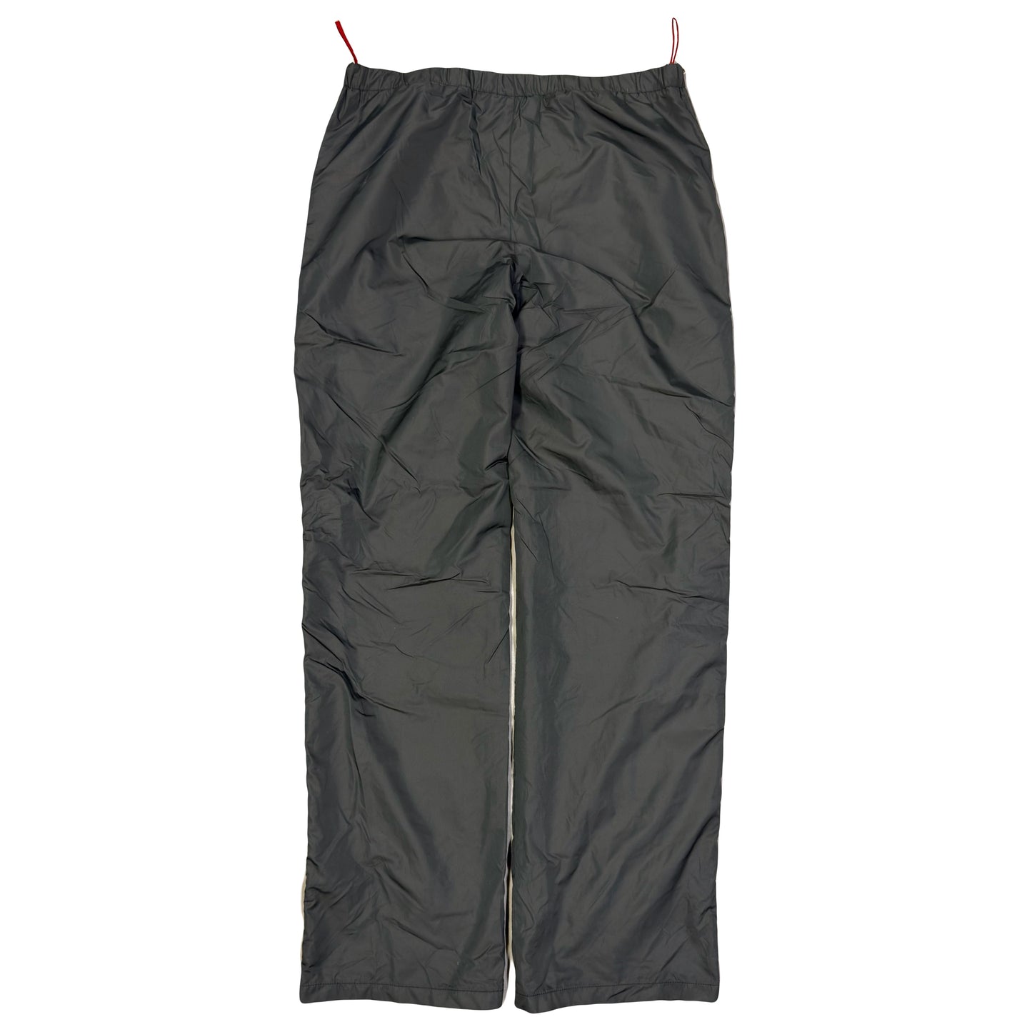 Prada Sort Full Zip Nylon Trousers In Charcoal Grey (W32)