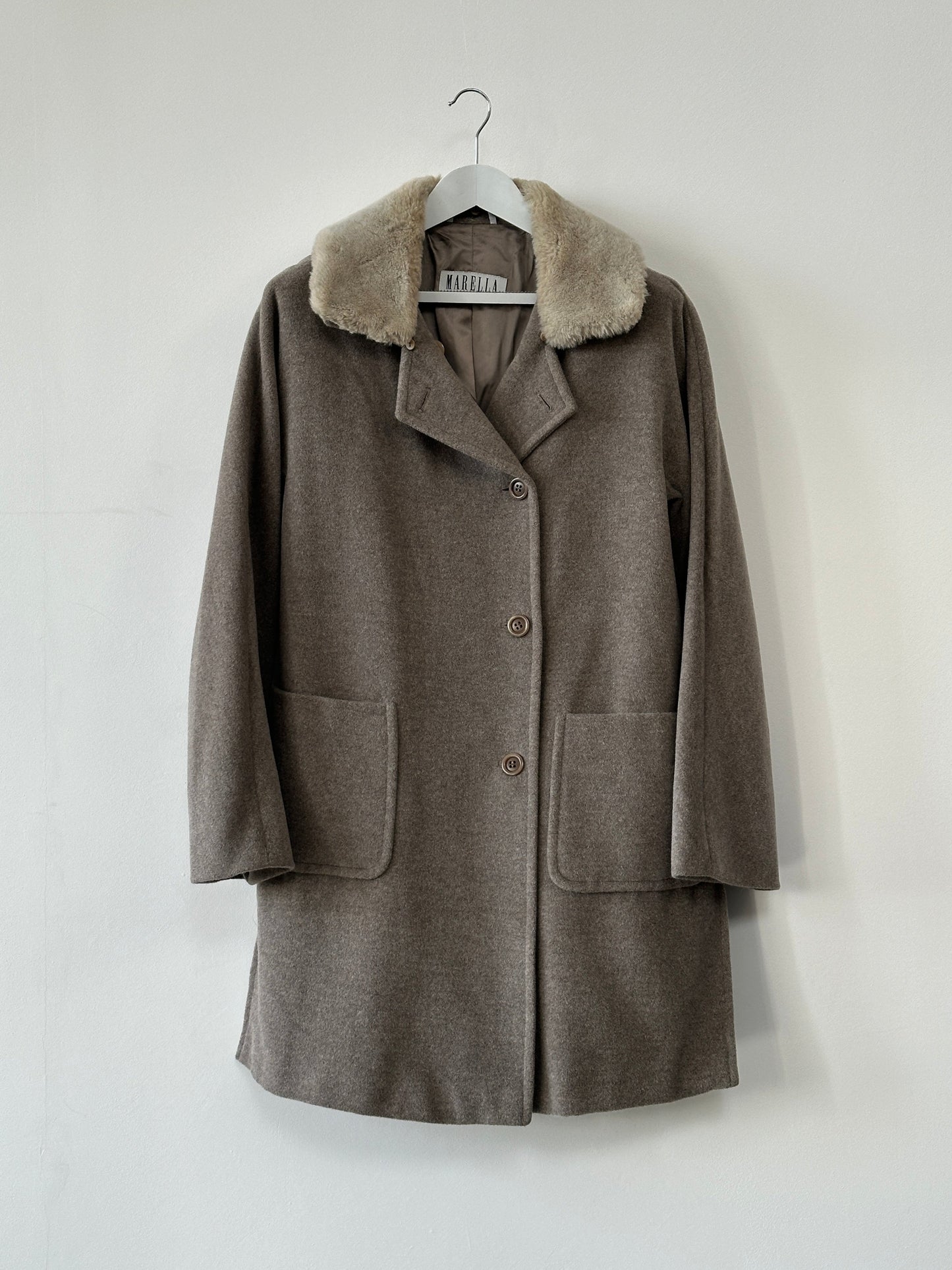 Marella 1990s Virgin Wool Single Breasted Coat – XL