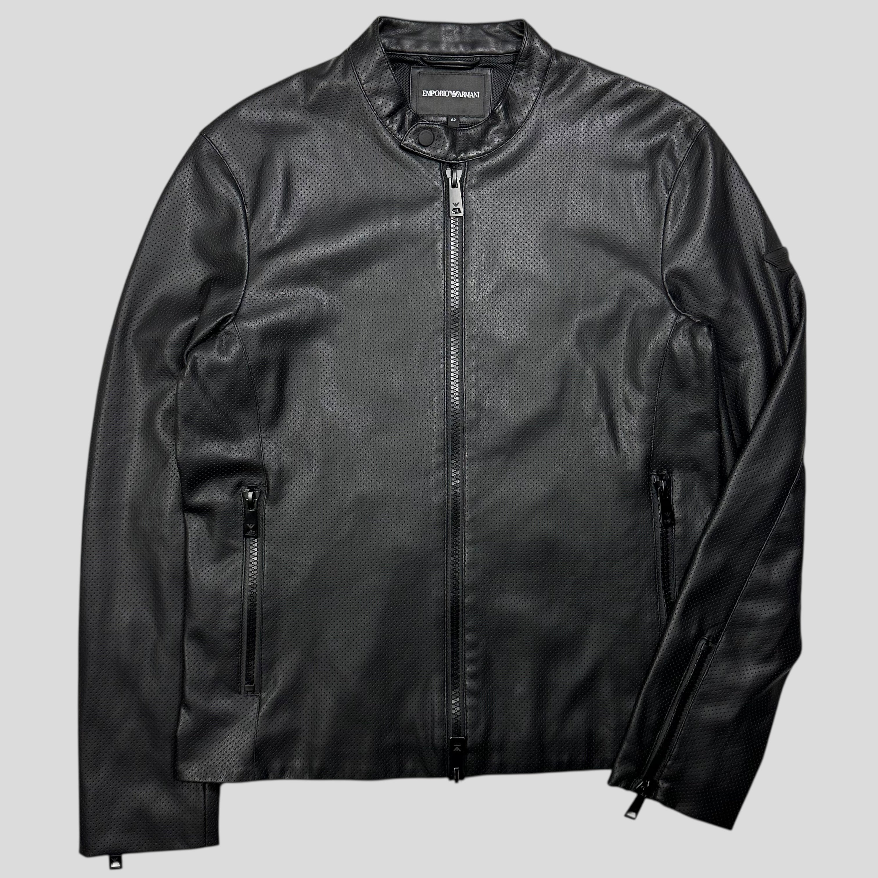 Emporio Armani Perforated Vinyl Mesh Lined Moto Jacket - IT52 (M