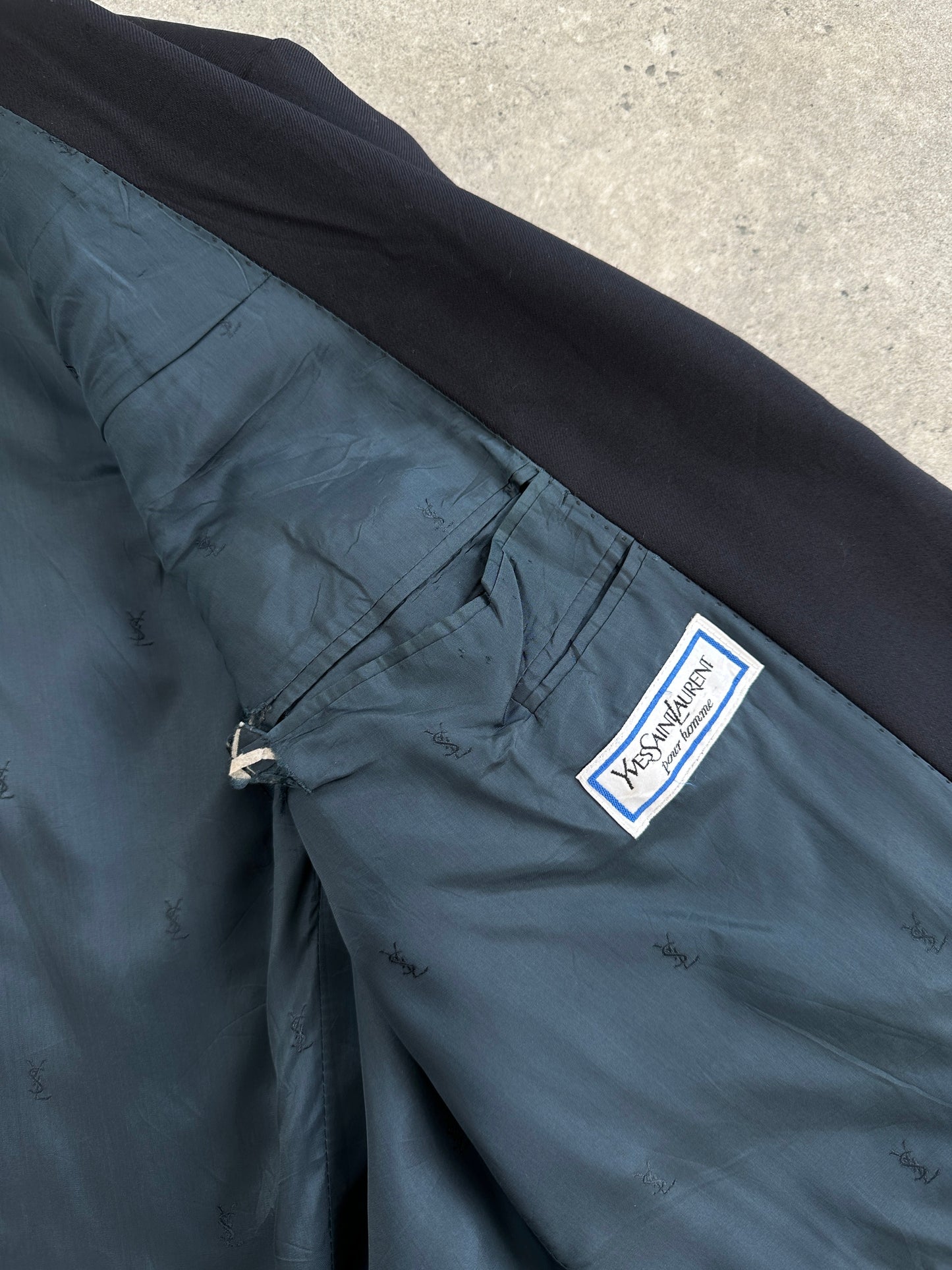 Yves Saint Laurent Pour Homme 1980s Pure Wool Bespoke Button Blazer - XL