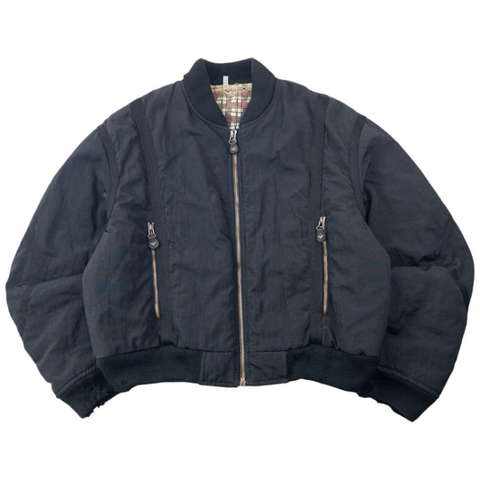 Vintage 90s Armani Jeans Ballistic Nylon Padded Bomber Jacket Size XL | XL, Black