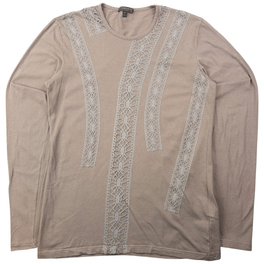 Vintage Burberry Lace Detail Long Sleeve T Shirt Size S | Small, Beige