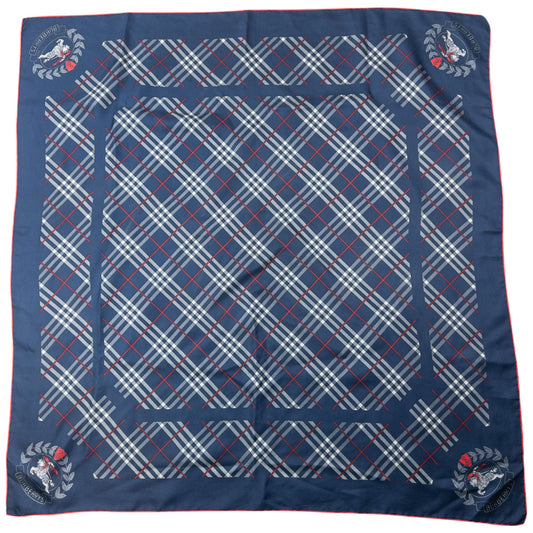 Vintage 90s Burberry Nova Check Silk Scarf | O/S, Navy