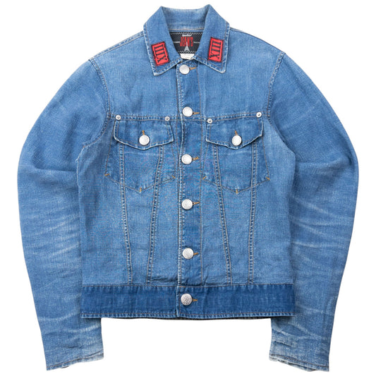 Vintage 2000s Jean Paul Gaultier Linen Denim-Look Button Up Jacket Womens Size S | Small, Blue
