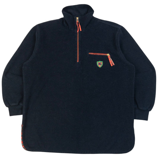 Vintage 90s Burberry Q Zip Fleece Sweatshirt Size L | Large, Multicoloured