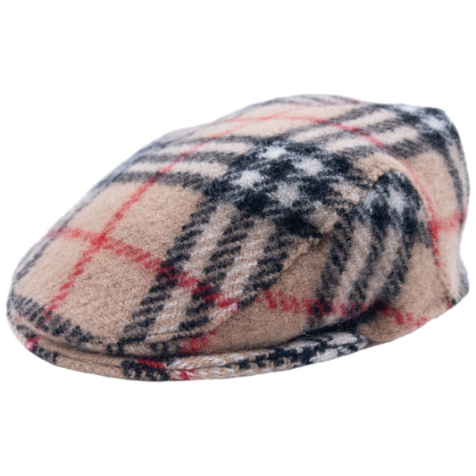 Vintage 90s Burberry Nova Check Wool Flat-Cap Hat | O/S, Beige