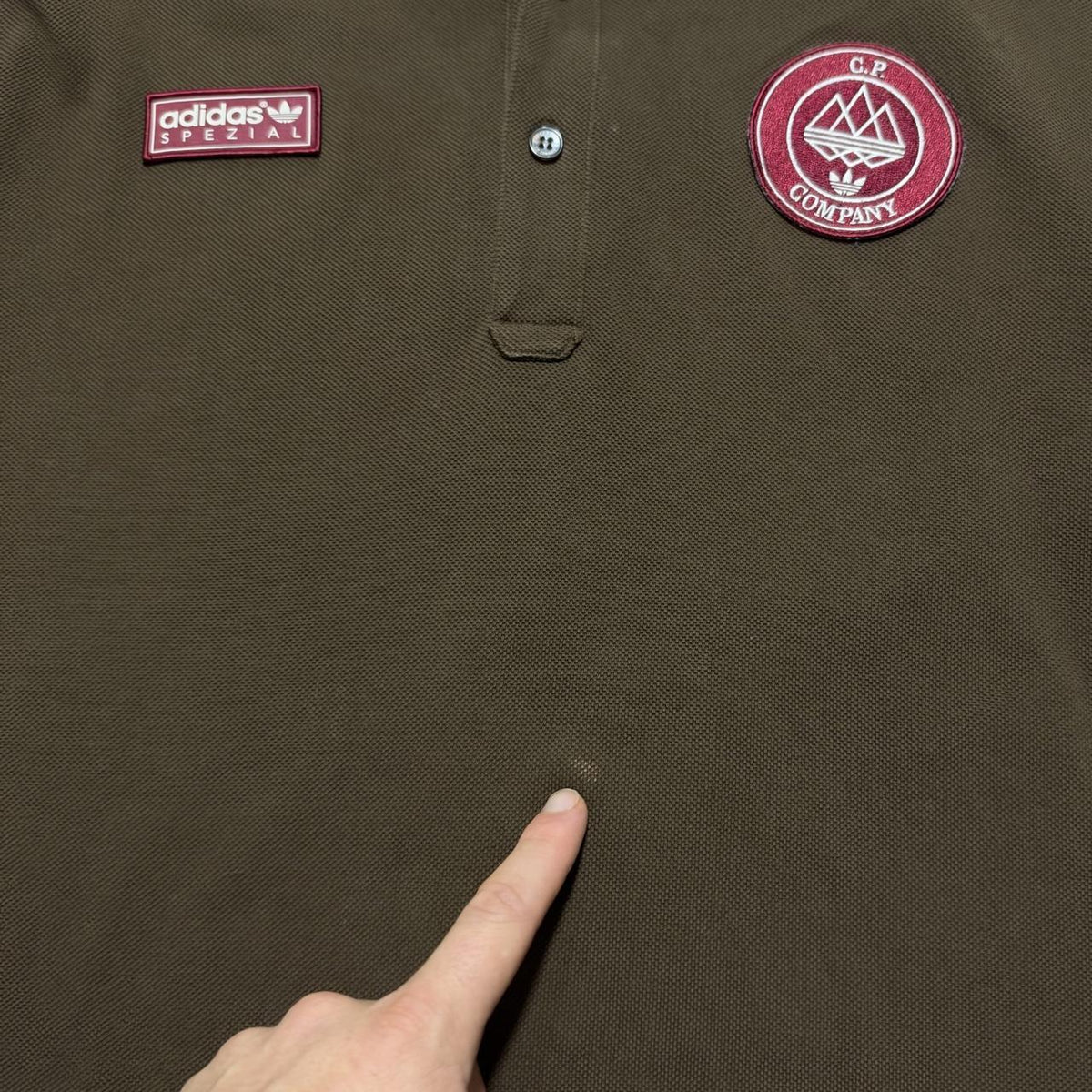 CP Company Adidas Long Sleeve Polo | Medium, Brown