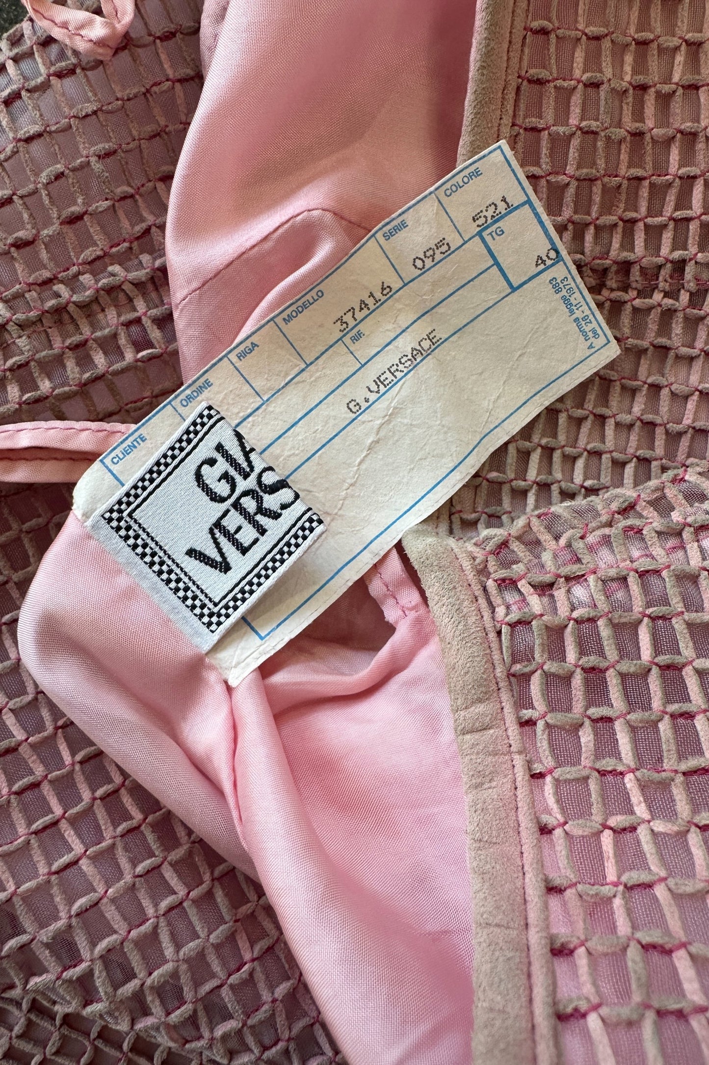 Gianni Versace 1990's Vintage Pink Waffle Suit