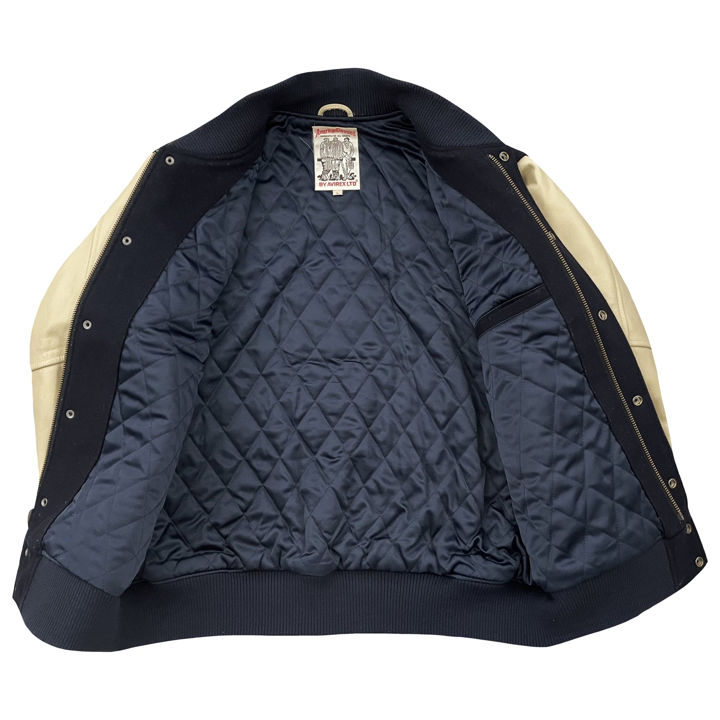 Avirex USA Wool Varsity Jacket - L | Large, Navy, Cream