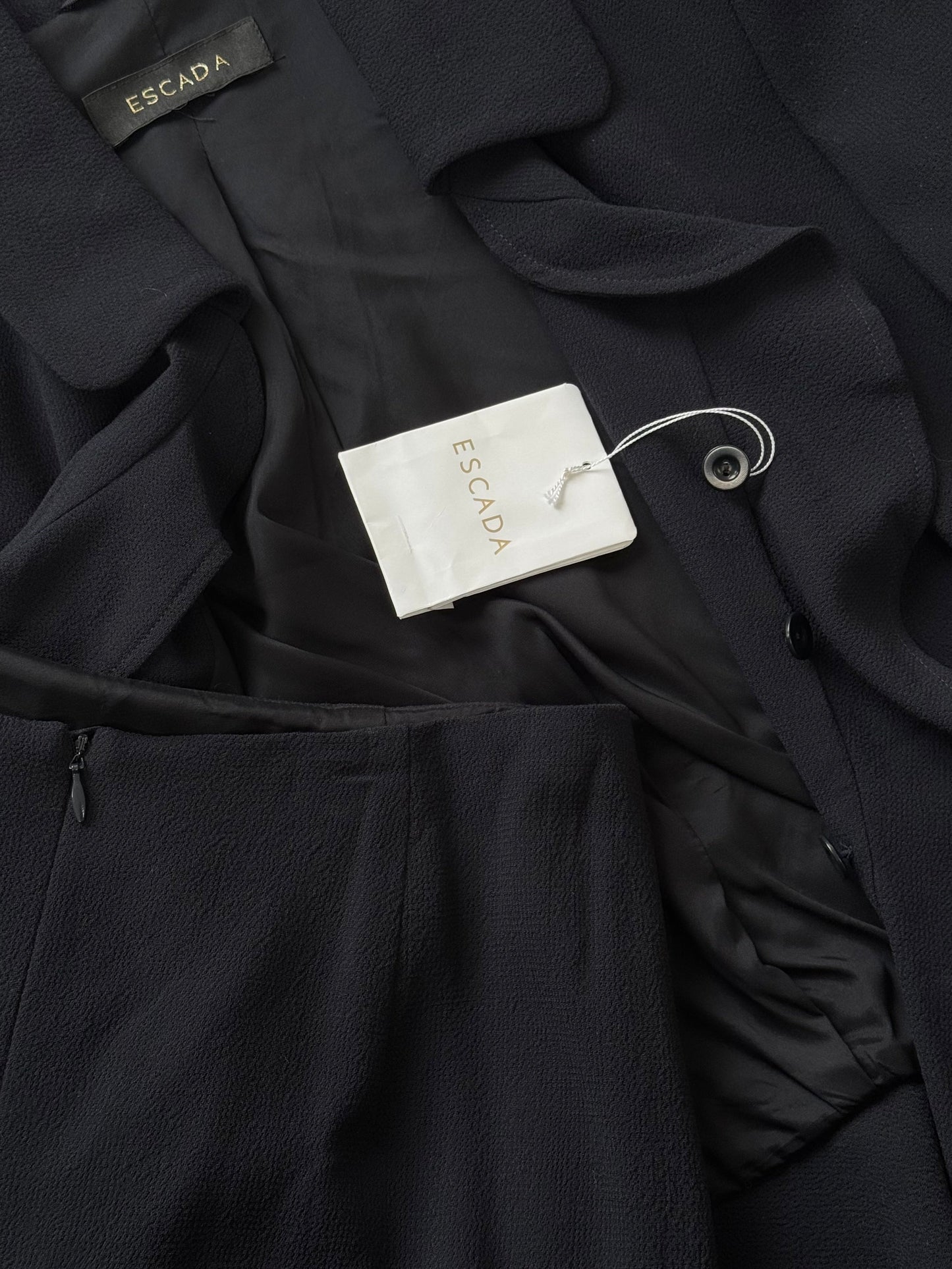 Escada 1990s Pure Wool Ruffle Skirt Suit - S W26