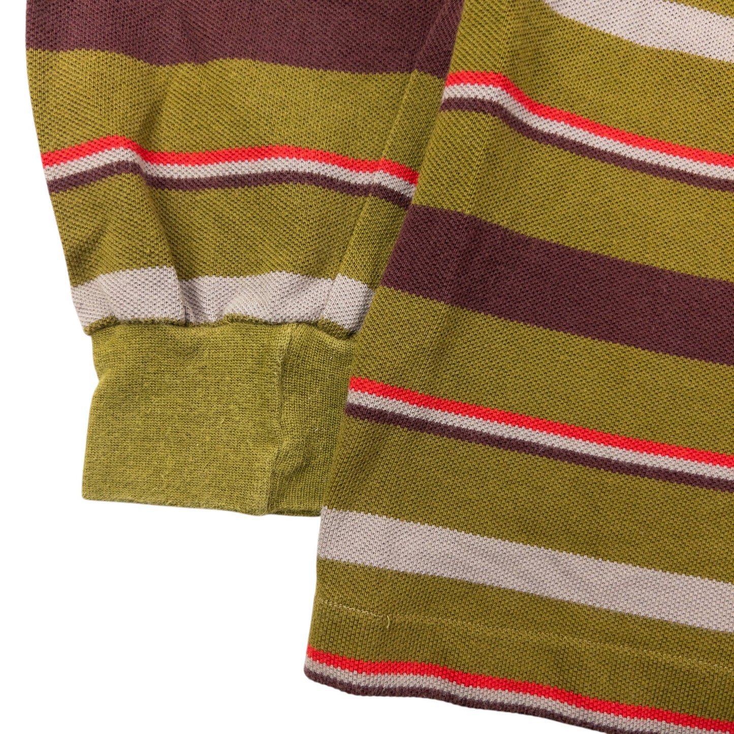 Vintage 80s YSL Yves Saint Laurent Striped Long Sleeve Polo Shirt Size S | Small, Red