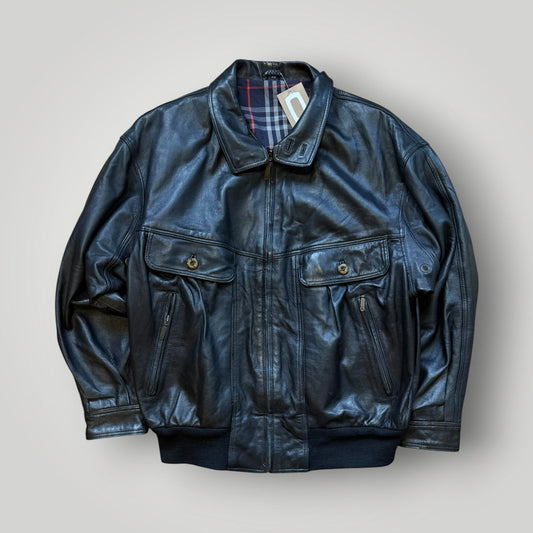 Burberry 1990's Leather Flight Jacket L