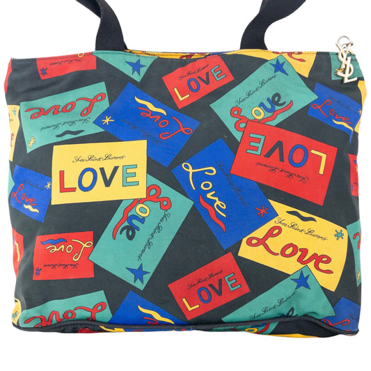 Vintage 90s YSL Yves Saint Laurent Love Pattern Shoulder Bag | O/S, Multicolour