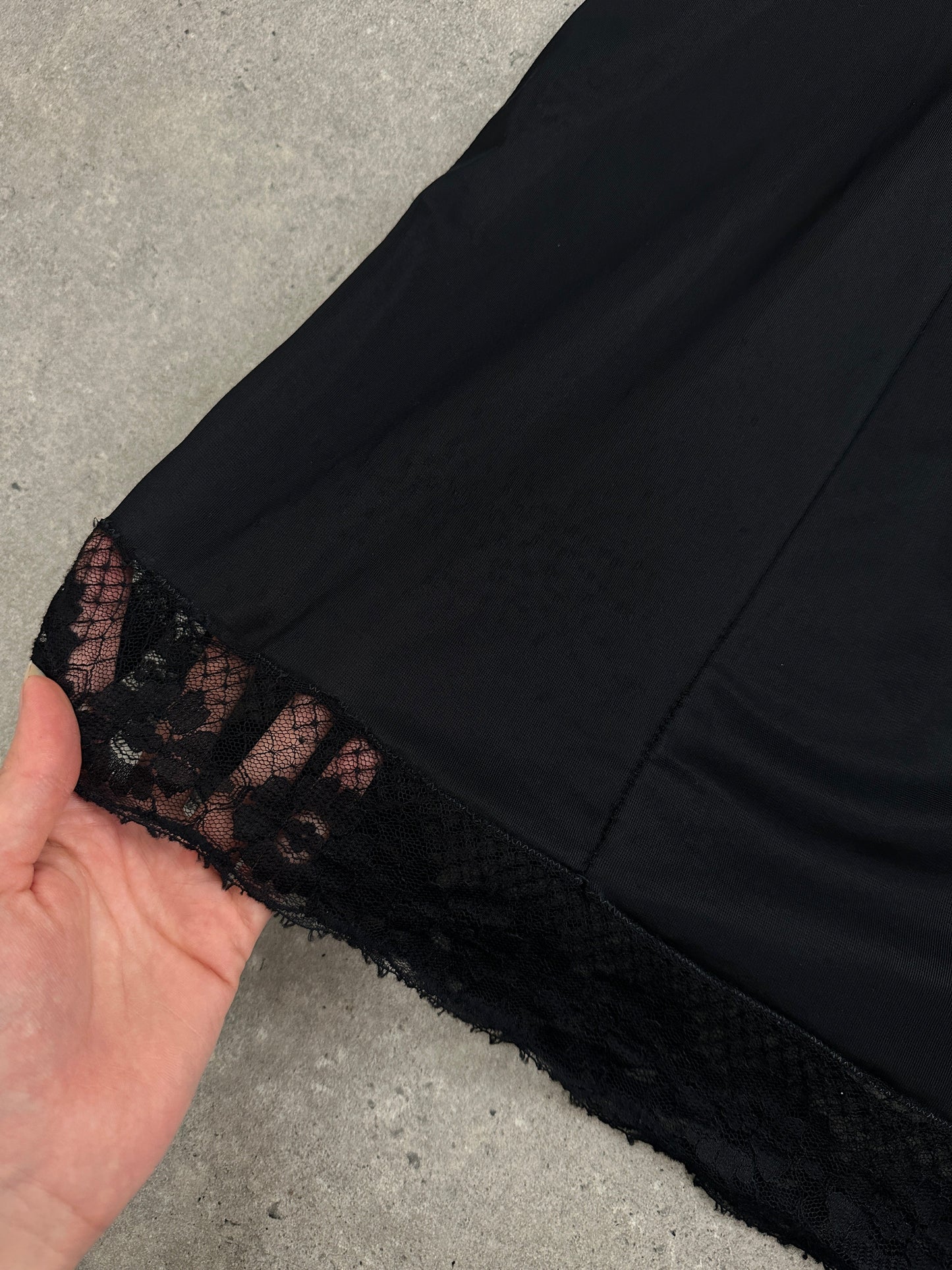 Vintage 1980s Lace Semi Sheer Slip Dress - M