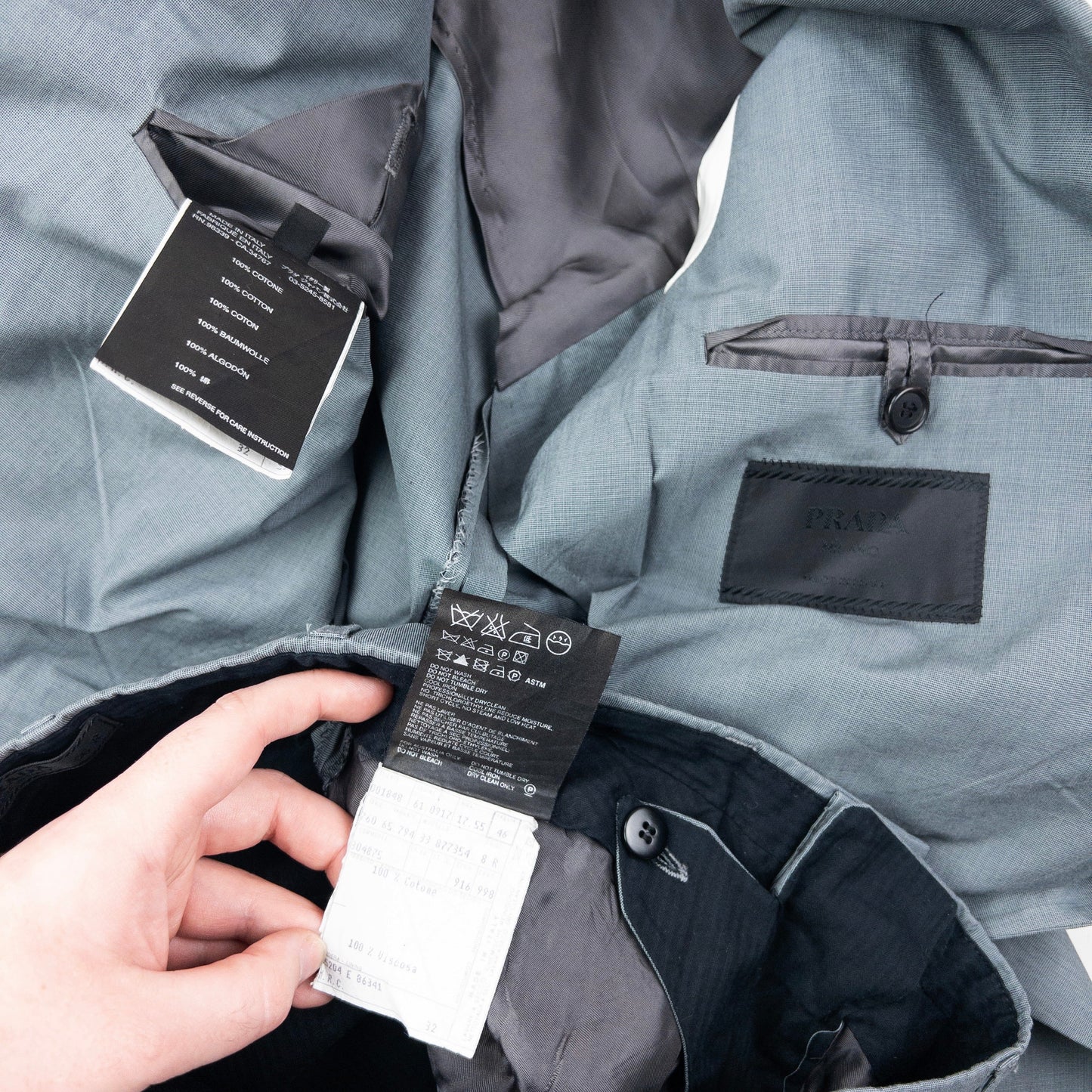 Vintage 2000s Prada Jacket & Trousers Suit Set Size M | O/S, Grey