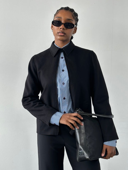 Jaeger 1990s Minimal Pure Wool Jacket - S