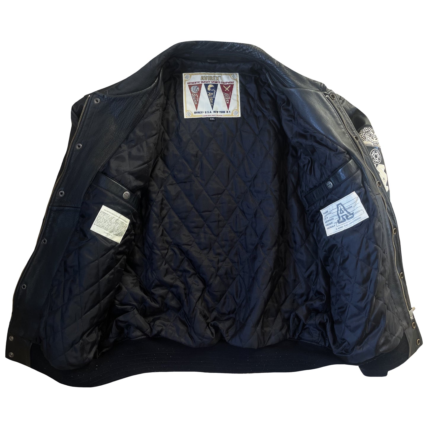 Avirex Speed Tigers Leather Varsity Jacket - XL | XL, Black