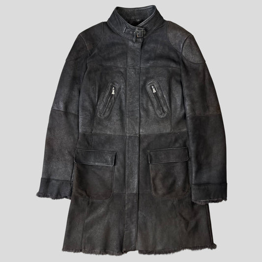 Versace VJC 90’s Leather Fur Sheepskin Afghan Coat - M | Default Title, Black