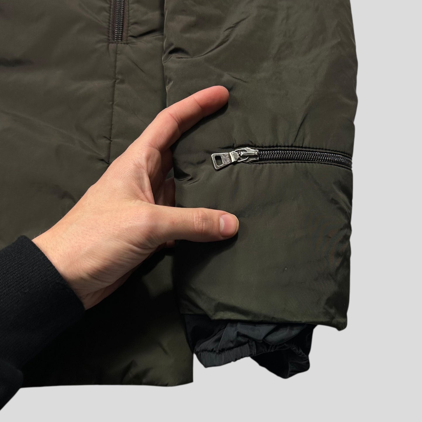 Prada Sport AW00 7 in 1 Nylon Padded Goat Fur Modular Bag Jacket - IT42 (S) | Default Title, Khaki