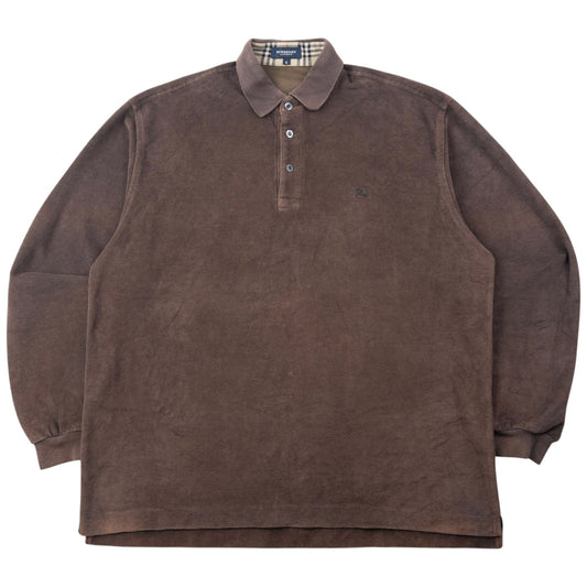 Vintage 2000s Burberry Long Sleeve Polo Jumper Size L | Large, Brown