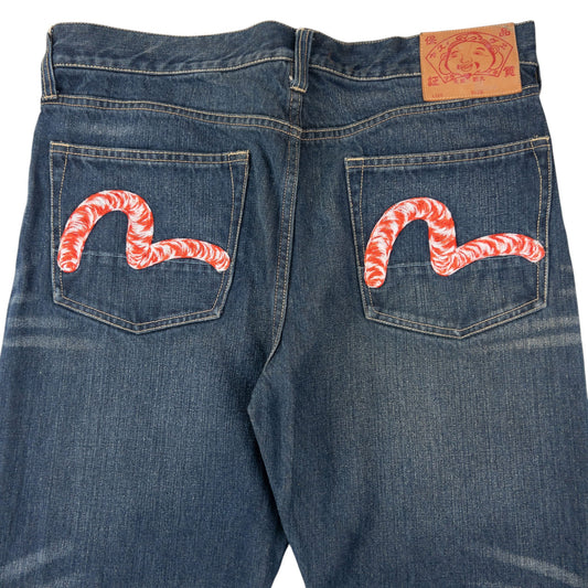 Vintage 2000s Evisu Double Gull Embroidered Japanese Denim Jeans Size W34 | W34, Blue