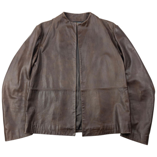 Vintage 2000s DKNY Jeans Leather Jacket Size S | Small, Brown