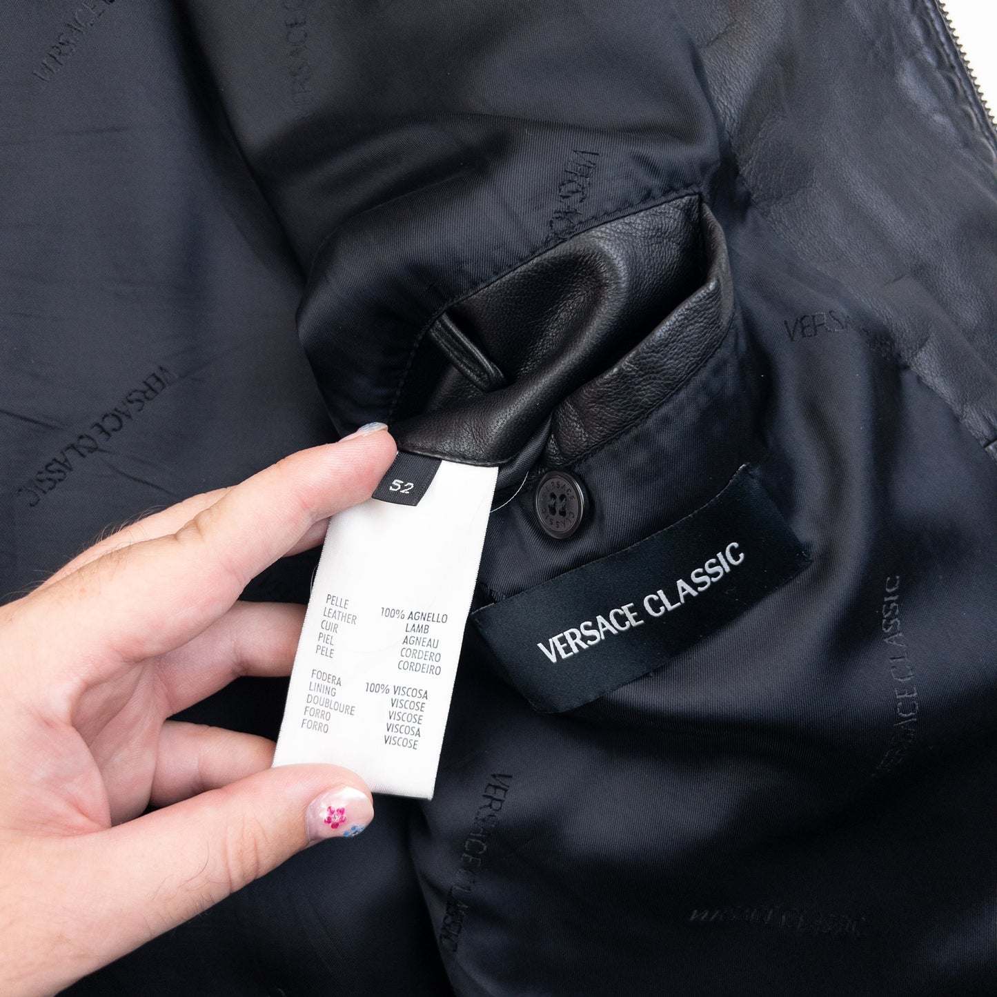 Vintage 2000s Versace Classic Zip Up Leather Jacket Size L | Large, Black