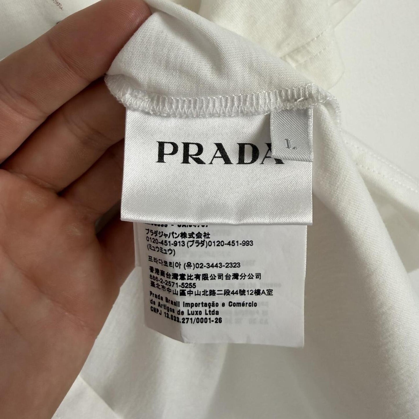 Prada Logo Graphic T-Shirt White (L) | Medium, Multicoloured