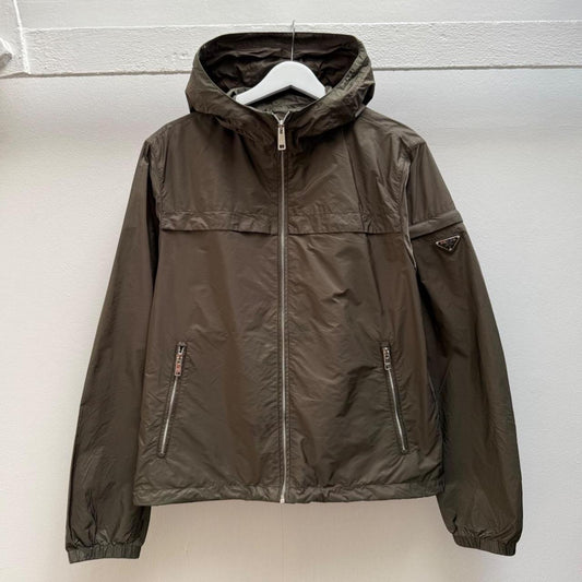 Prada Nylon Shell Jacket in Khaki Green (L) | Large, Green