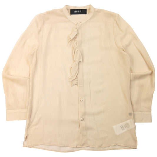 Vintage 2000s Gucci Sheer Silk Button Up Blouse Womens Size L | Large, Beige