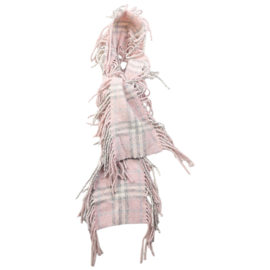 Vintage Burberry Nova Check Tassel Trim Knit Scarf | O/S, Pink
