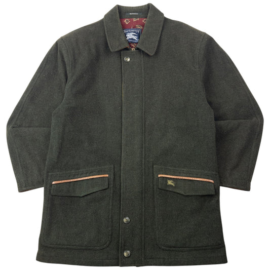 Vintage 90s Burberry Wool Jacket Size L | Large, Green