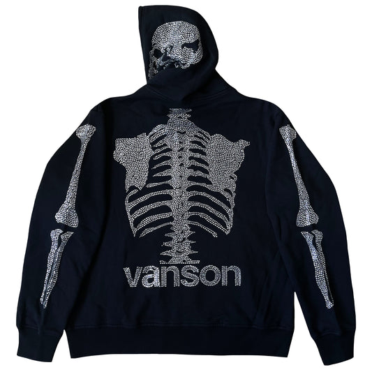 Vanson Leathers 50th Anniversary Rhinestone Skeleton Hoodie - XL | XL, Black