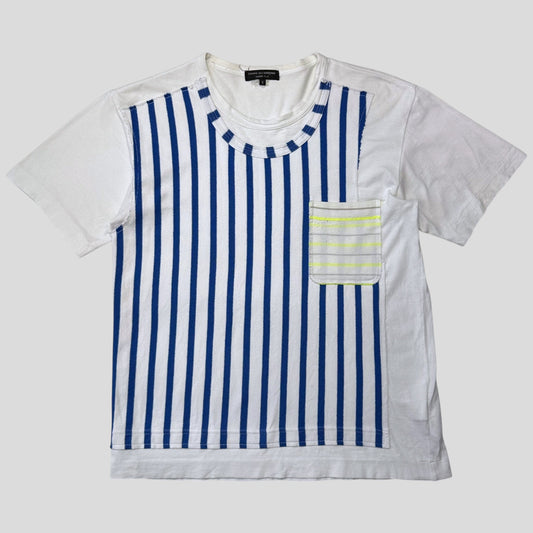 Comme Des Garçons Homme 2009 Striped Appliqué Pocket T-shirt - S | Default Title, White