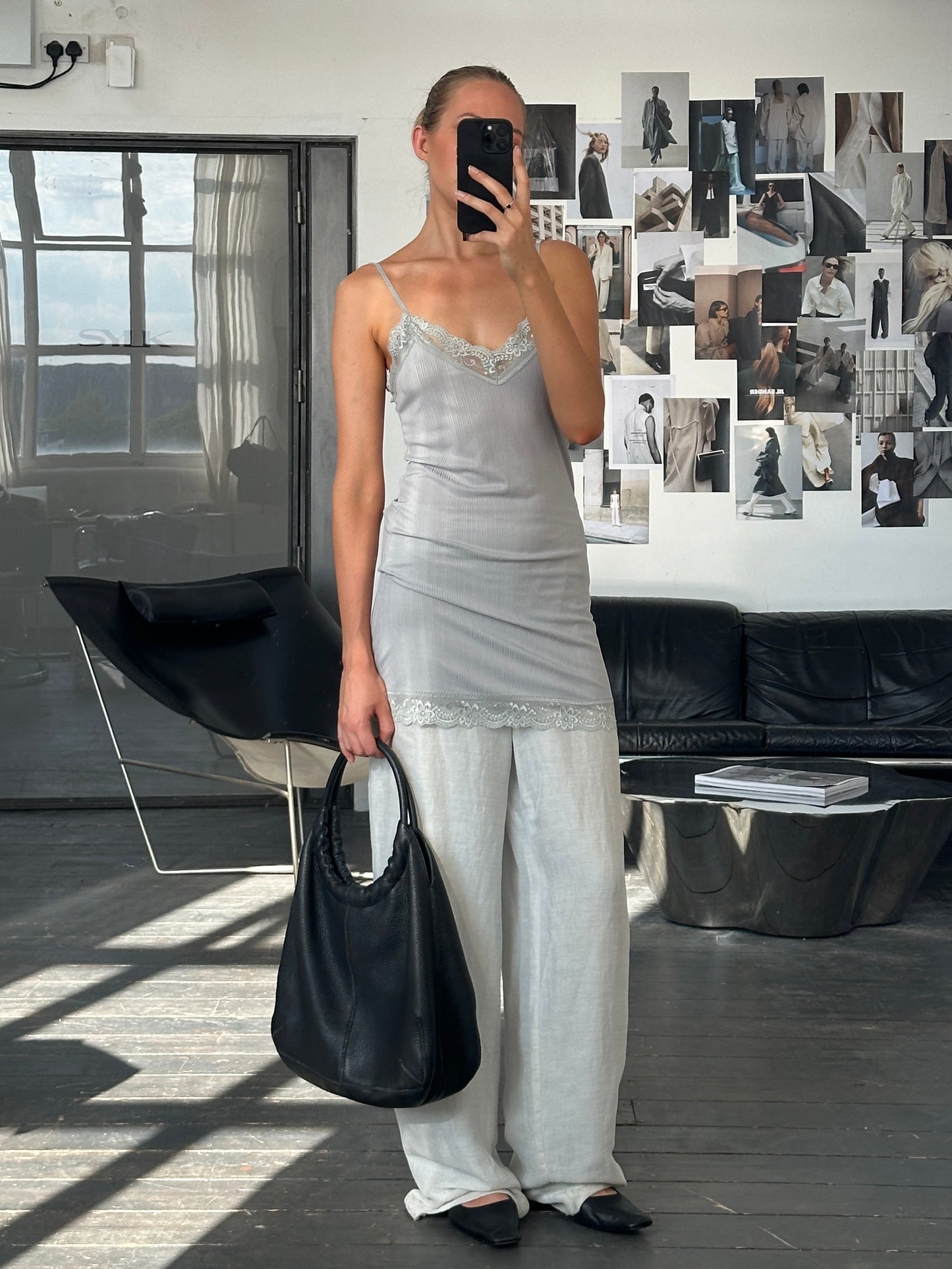 Italian Vintage 1990s Lace Sheer Mini Slip Dress - S