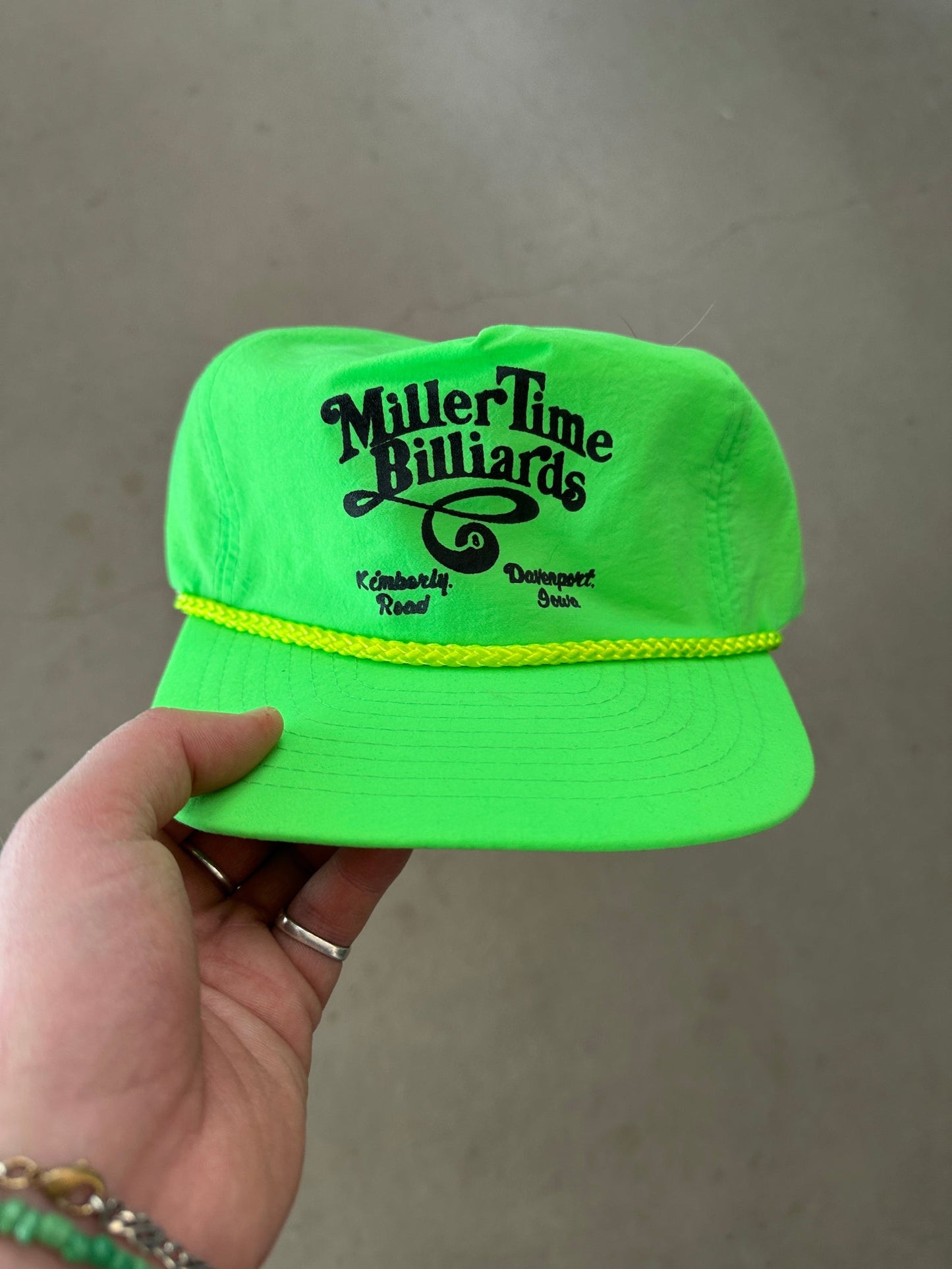 1990's Miller Time Billiards Cap | O/S, Neon Green