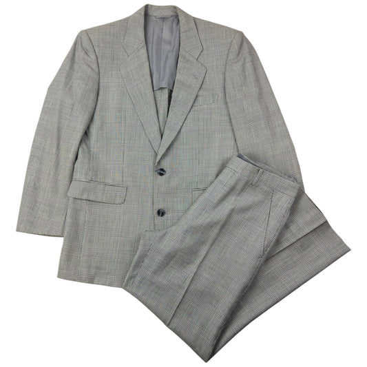 Vintage 90s Dior Monsieur Houndstooth Jacket & Trousers Suit Set Size S | Small, Grey