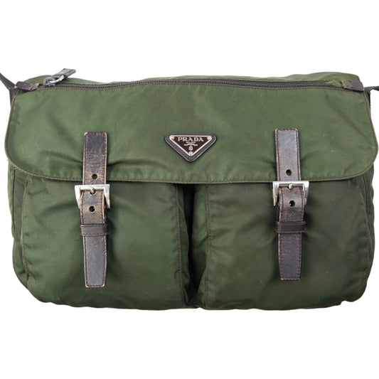 Vintage 2000s Prada Crossbody Messenger Bag | O/S, Brown
