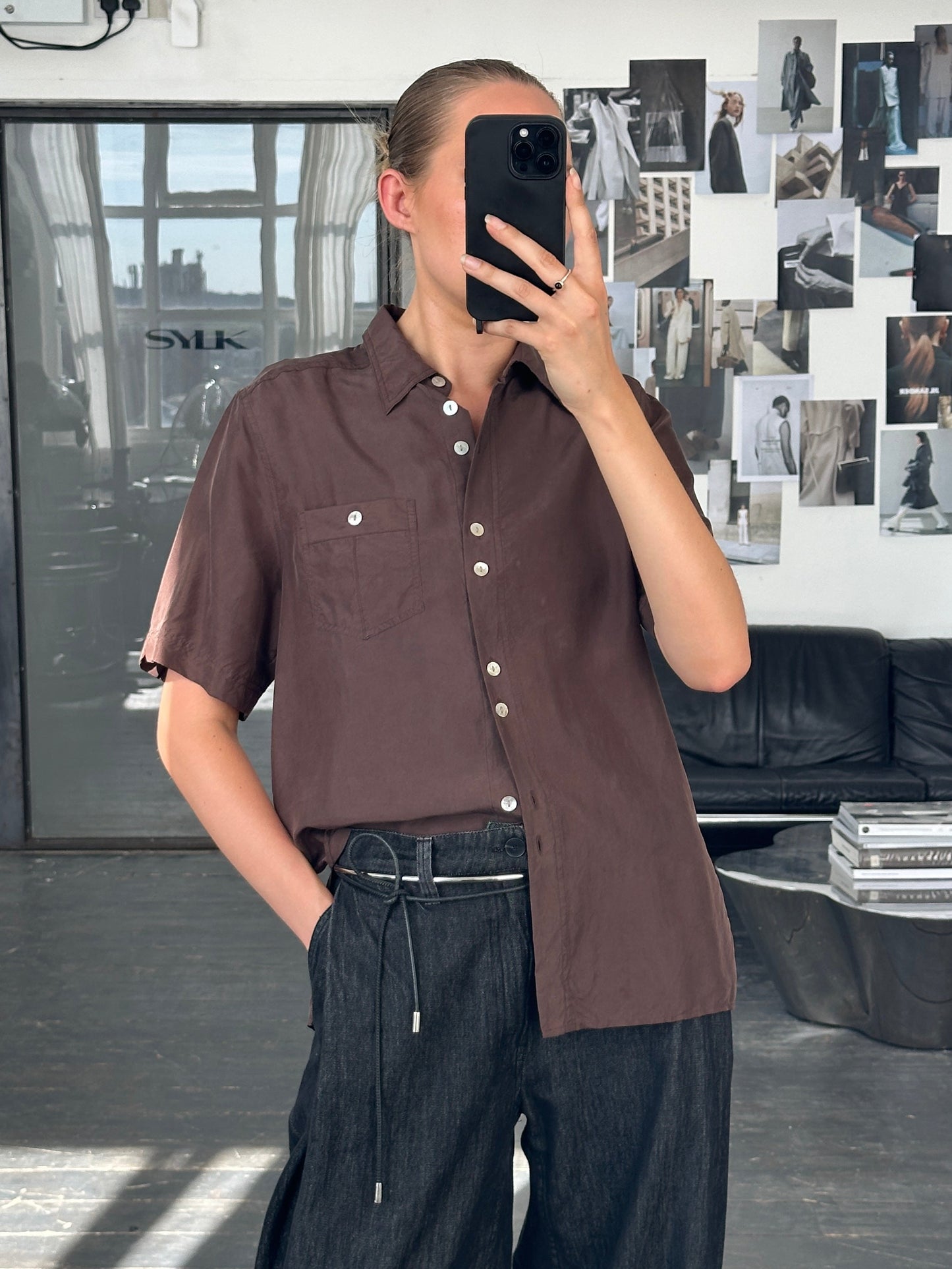 Vintage 1990s Pure Silk Short Sleeve Shirt - M