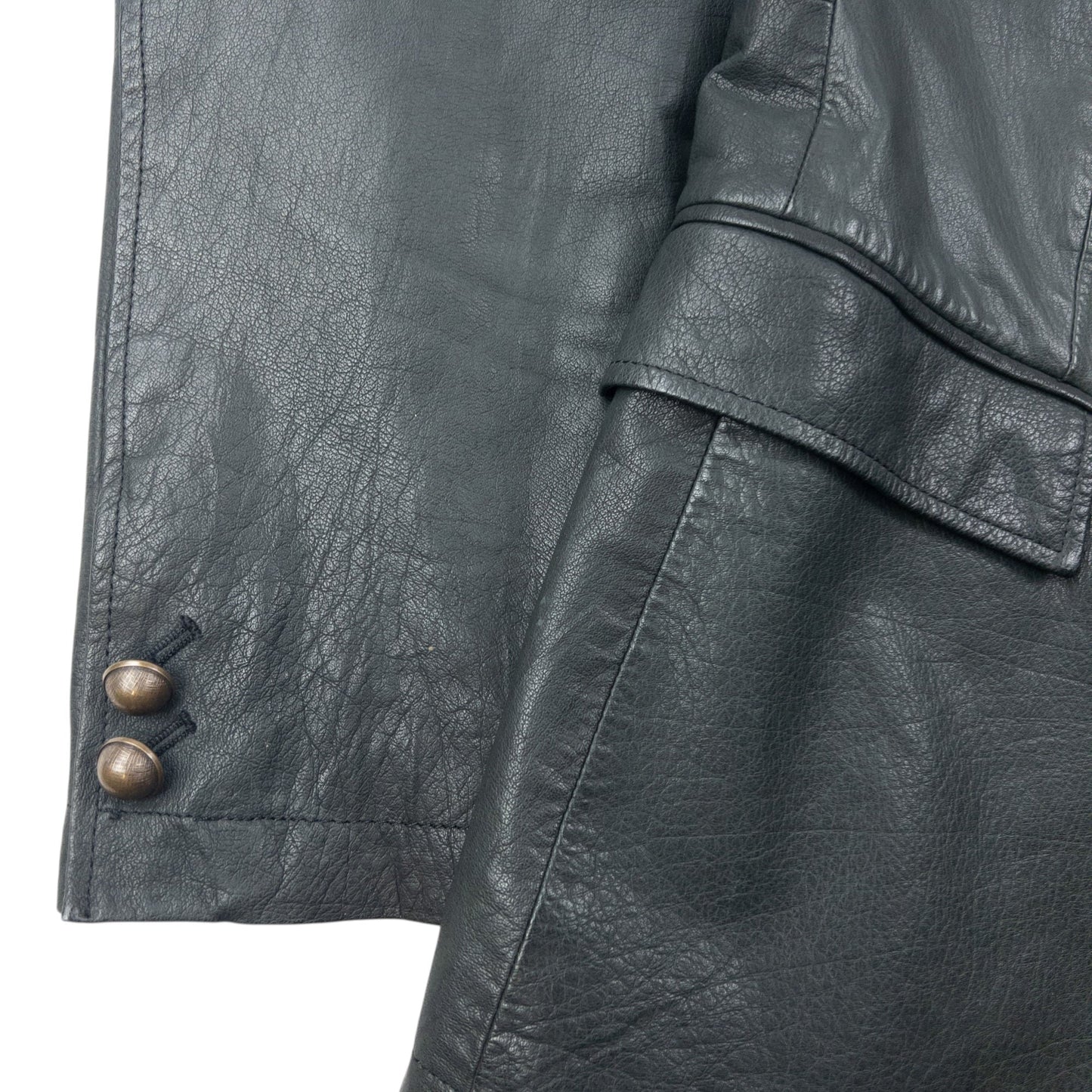 Vintage 90s Yohji Yamamoto A.A.R Button Up Leather Jacket Size M | Medium, Green