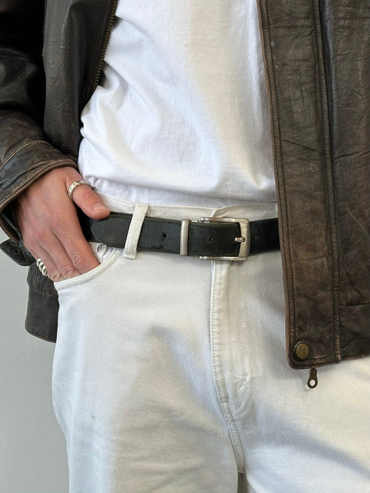 Vintage 1990s Distressed Leather Belt - W32-38