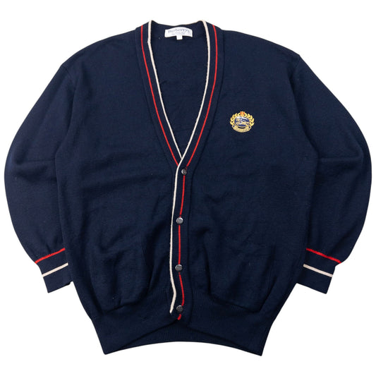 Vintage 90s Burberry Wool Cardigan Size L | Large, Navy