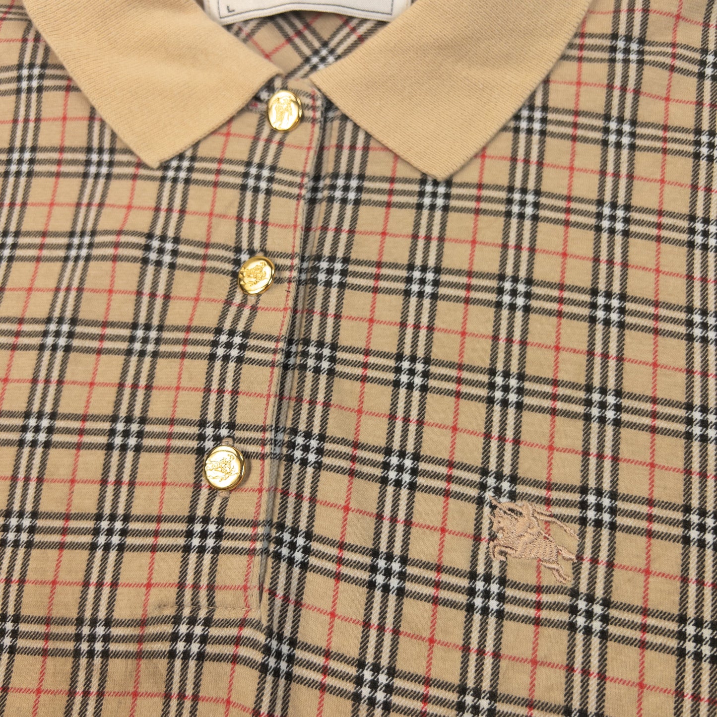 Vintage 90s Burberry Nova Check Polo Shirt Womens Size L | Large, Beige