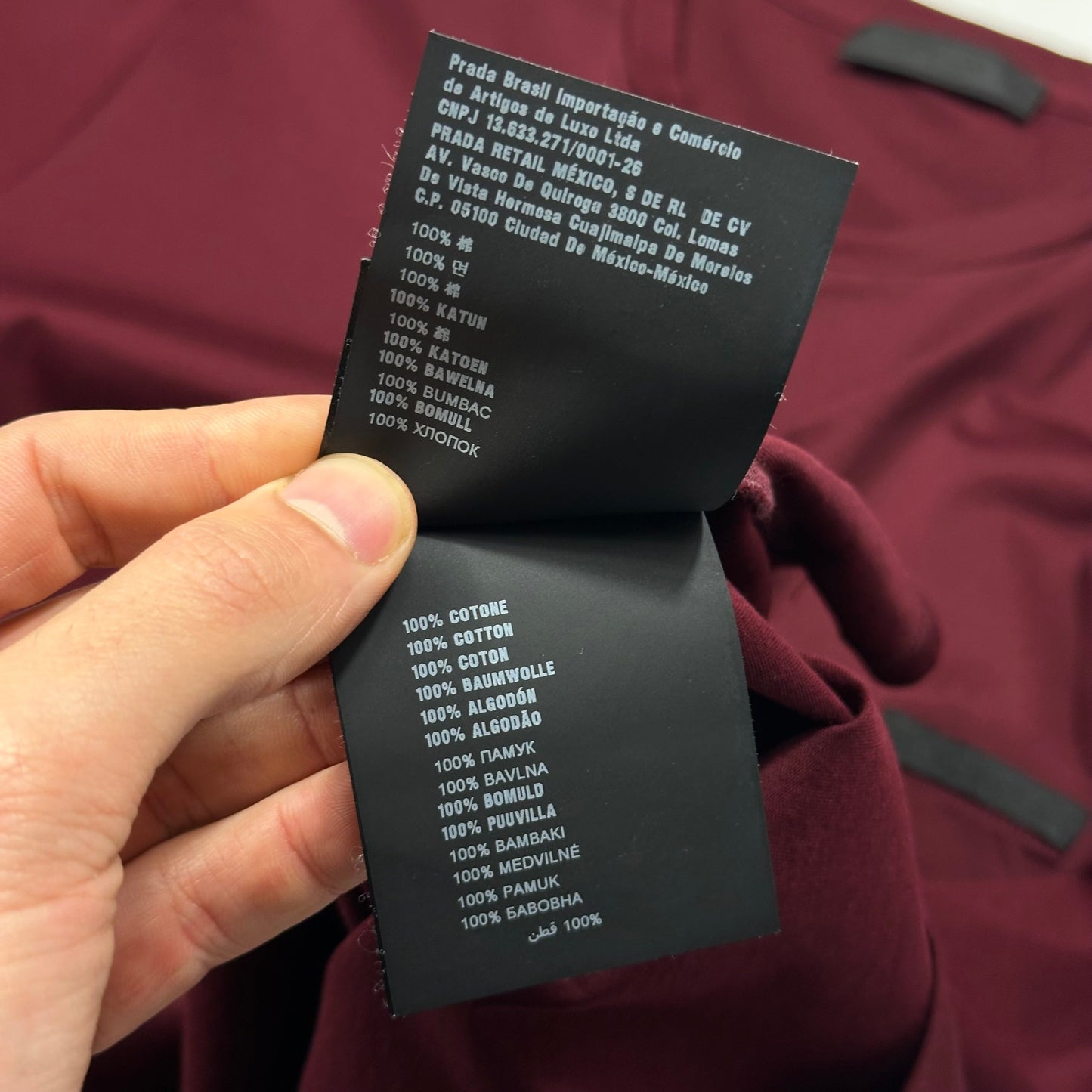Prada 2018 Burgundy Soft Cotton Pocket Logo T-shirt - M | Medium, Black