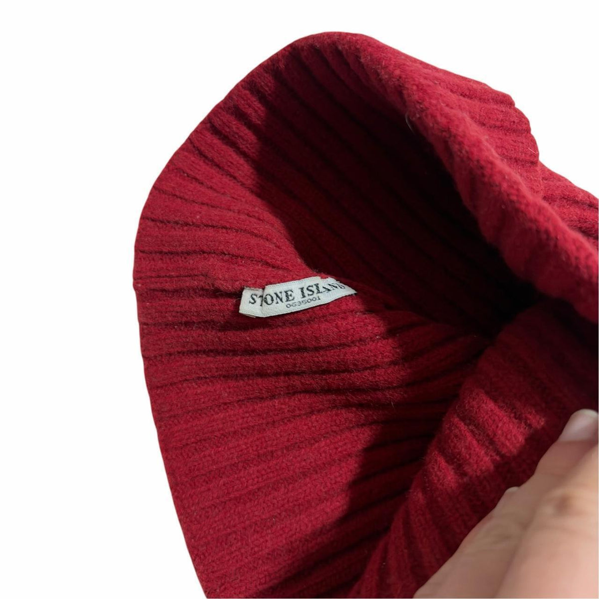 Stone Island Wool Beanie Hat | O/S, Burgundy