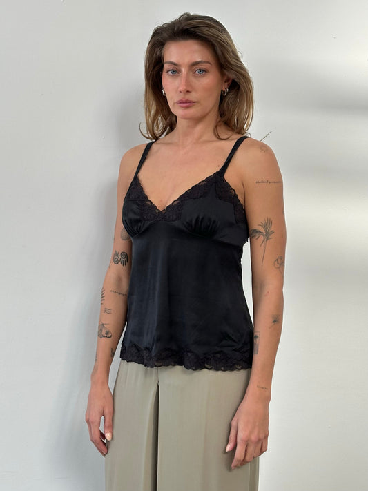 Vintage 1990s Silk Lace Cami Top - M